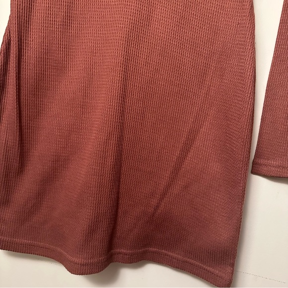 superdown Revolve Nickie Waffle Knit Long Sleeve Notched Neck Dress Dusty RoseXS - Picture 10 of 15